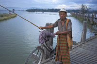 Fisherman in Amarapura, Myanmar