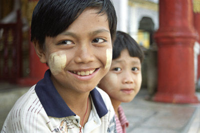 Kids Wearing Sunscreen in Pathein, Myanmar