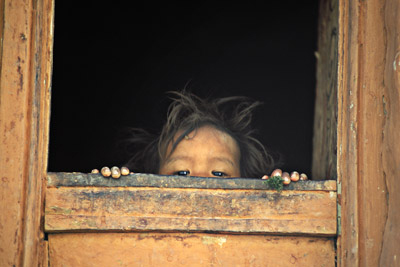 Girl Peeking in Ghasa, Nepal